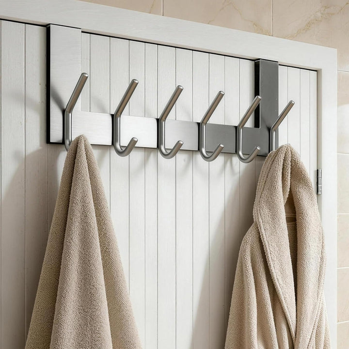 WEBI Türhaken zum Einhängen,Türgarderobe mit 6 Haken,Kleiderhaken Tür,Türaufhänger,Türhakenleiste In
