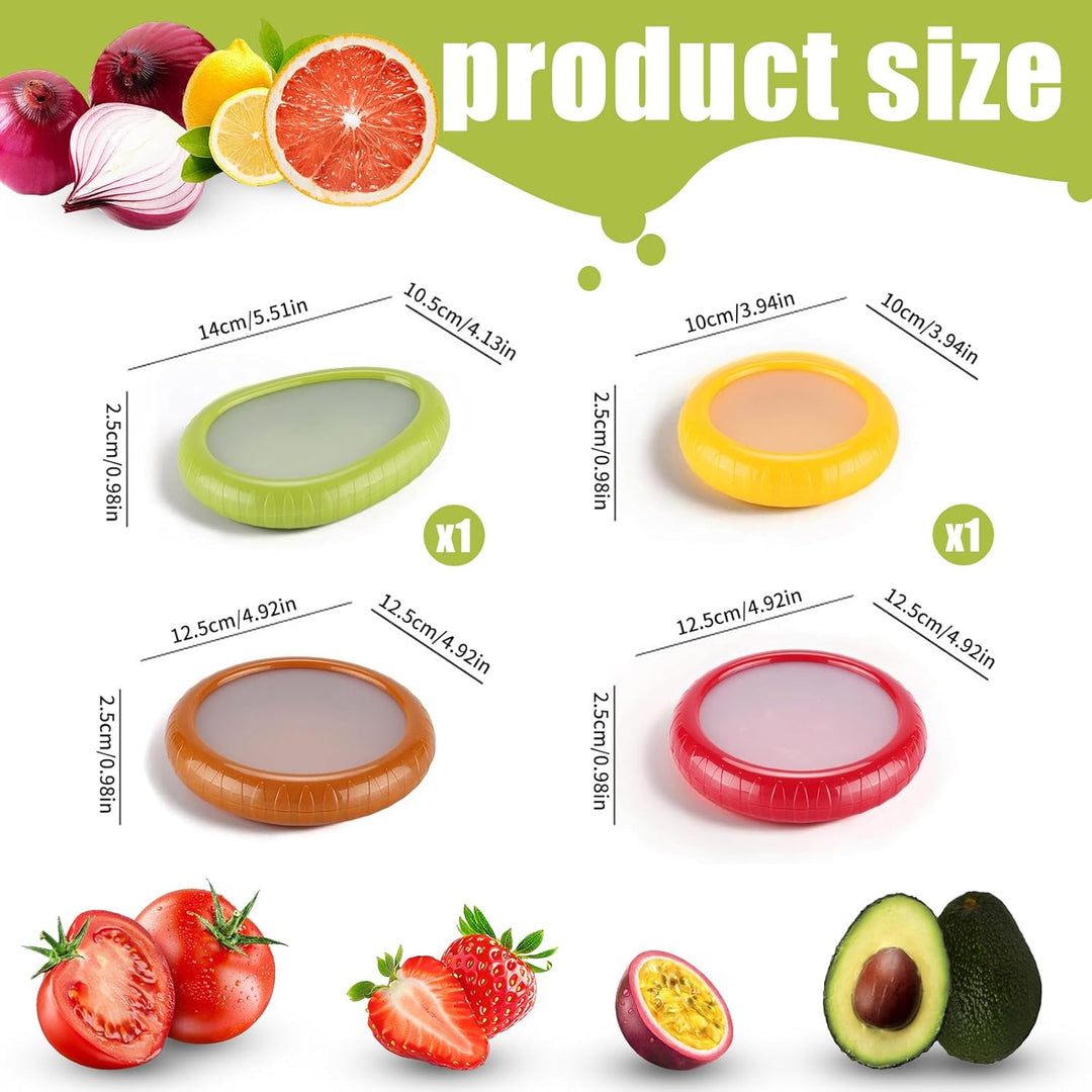 4 Stück Obst-Gemüse-Sparer, Silicone Fruit Storage Containers, Wiederverwendbare Silikon Frischhalte