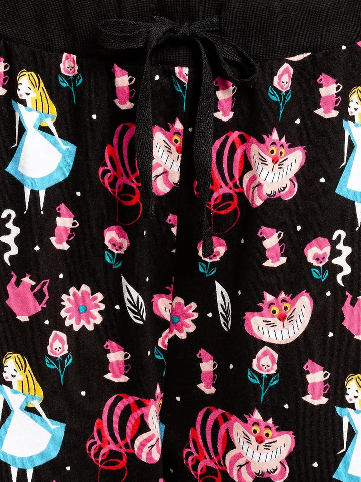 Alice in Wonderland Tea Damen Pyjama schwarz Allover XXL Schwarz, XXL Schwarz