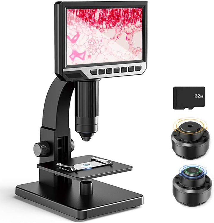 Digitales Mikroskop mit LCD-Display 7 Zoll (17.8 cm) Doppelobjektiv, 500 – 2000 X Kamera mit 12 MP u