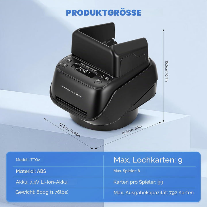 Automatischer Kartengeber, 360° Drehung für 1–4 Decks, Karten Verteiler, 2–8 Spieler, Eingebaute Spi