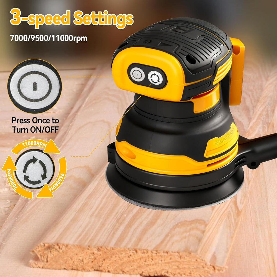 Akku-Exzenterschleifer Kompatibel mit Dewalt 18V 20V Akku, 125mm Schleifteller Elektrischer Exzenter