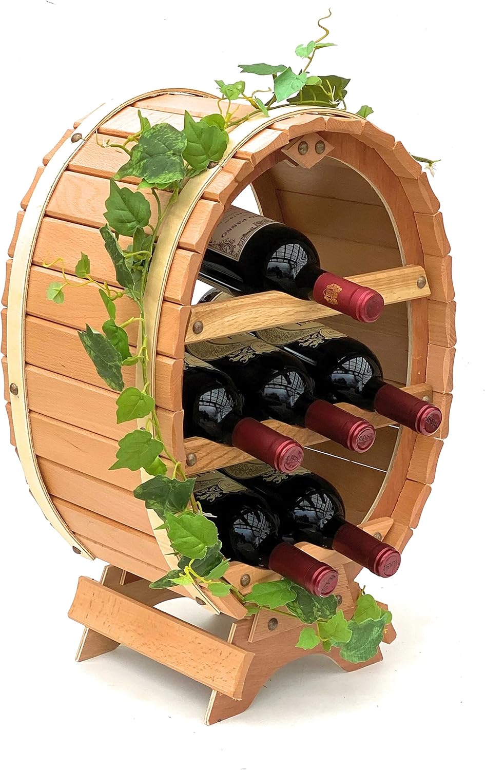 DanDiBo Weinregal Holz Stehend Weinfass 6 Flaschen Natur Flaschenregal Flaschenhalter Fass 6 Flasche