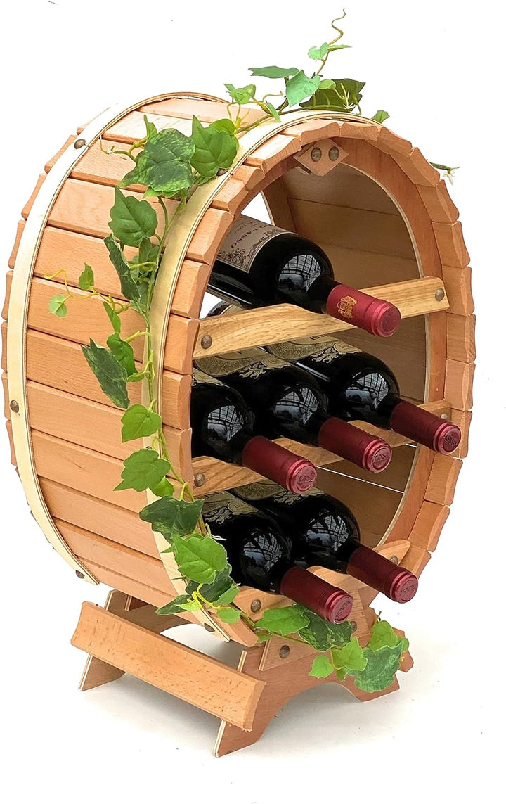 DanDiBo Weinregal Holz Stehend Weinfass 6 Flaschen Natur Flaschenregal Flaschenhalter Fass 6 Flasche