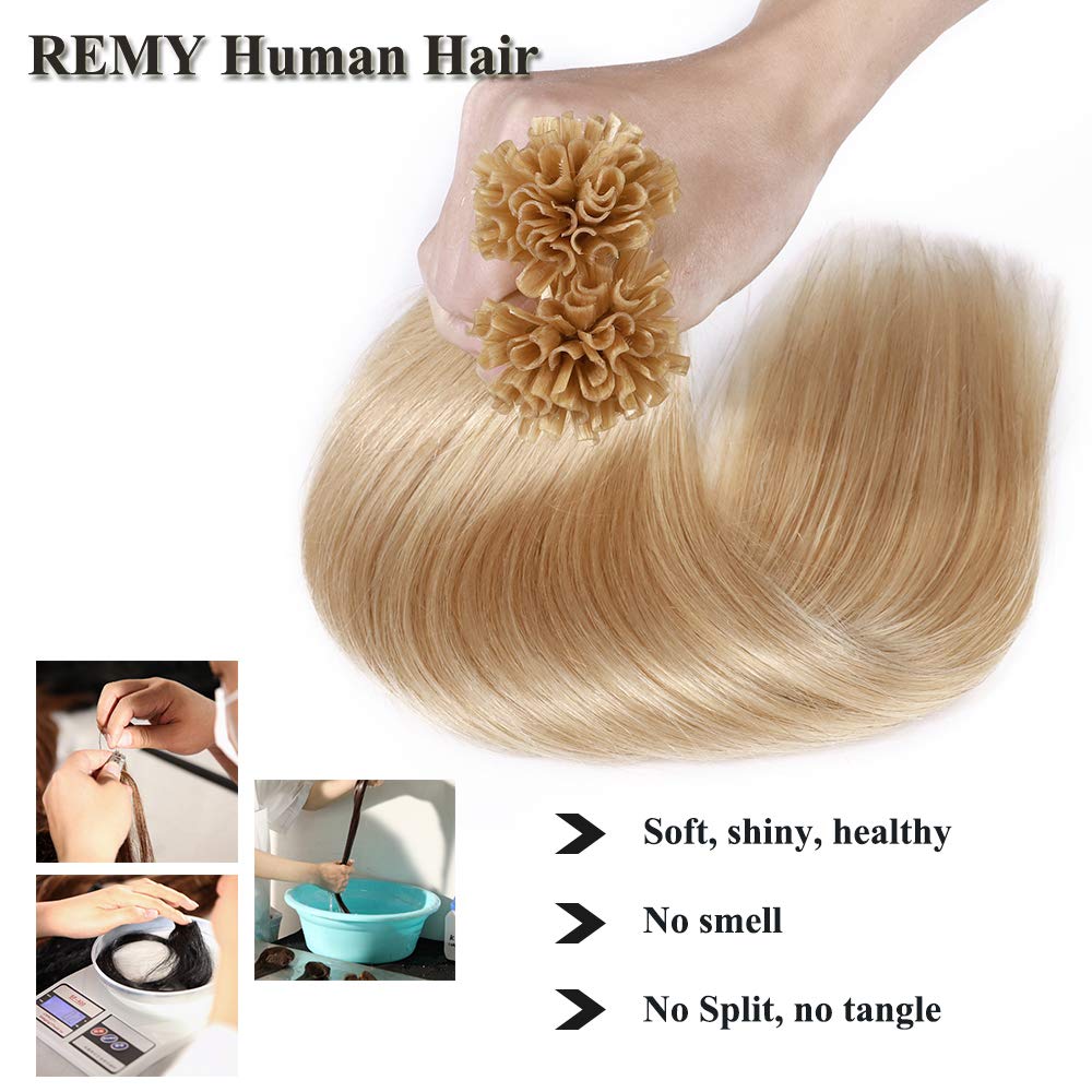 SEGO Extensions Echthaar Bondings Keratin U-Tip Remy Human Hair Haarverlängerung 50 Strähnen Mittelb