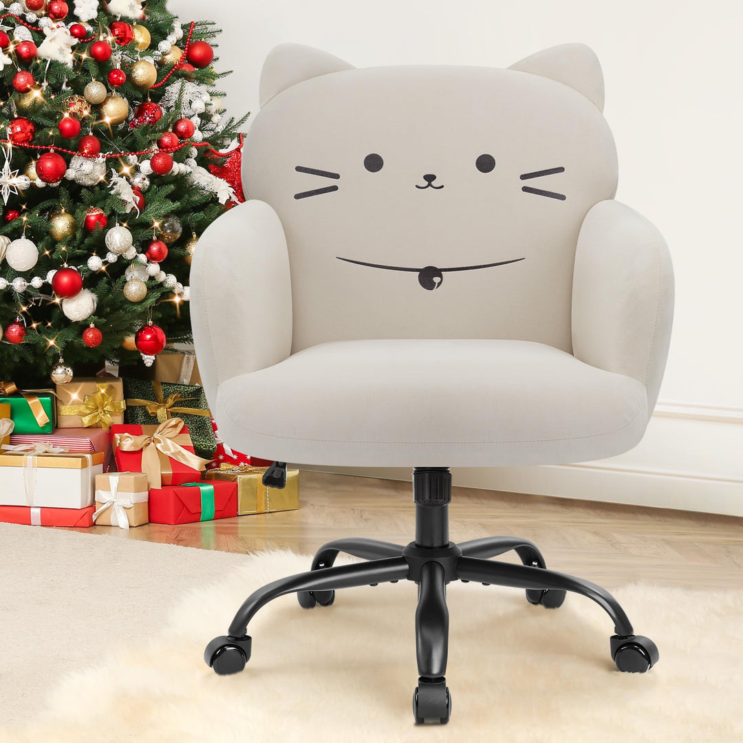 IWMH Bürostuhl,Ergonomisch Homeoffice Stuhl mit breiter Sitzfläche,Schreibtischstuhl mit Katzenmotiv