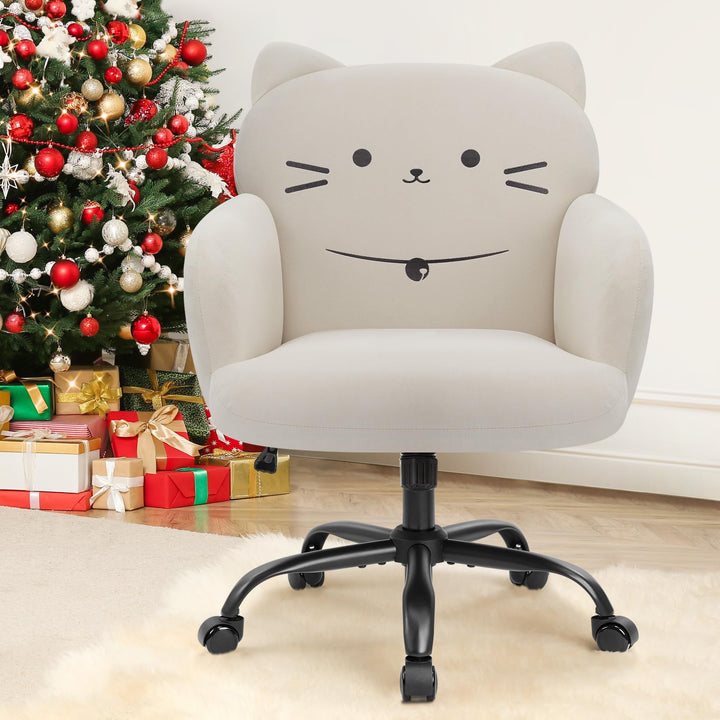 IWMH Bürostuhl,Ergonomisch Homeoffice Stuhl mit breiter Sitzfläche,Schreibtischstuhl mit Katzenmotiv