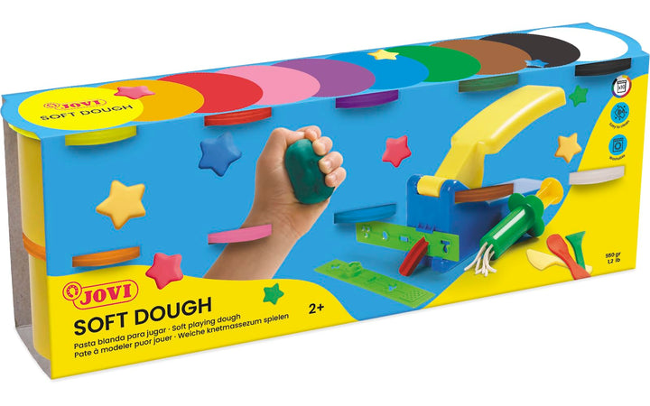 Jovi Blandiver Knete (extra weiche Knetmasse für Kinder ab 2 Jahren) 10 Dosen, farbig sortiert zu je