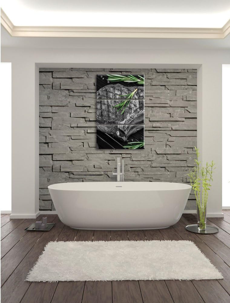 Pixxprint leckeres Rumpsteak auf Grill als Leinwandbild/Grösse: 3 Teilig (120x80) cm/Wandbild/Kunstd