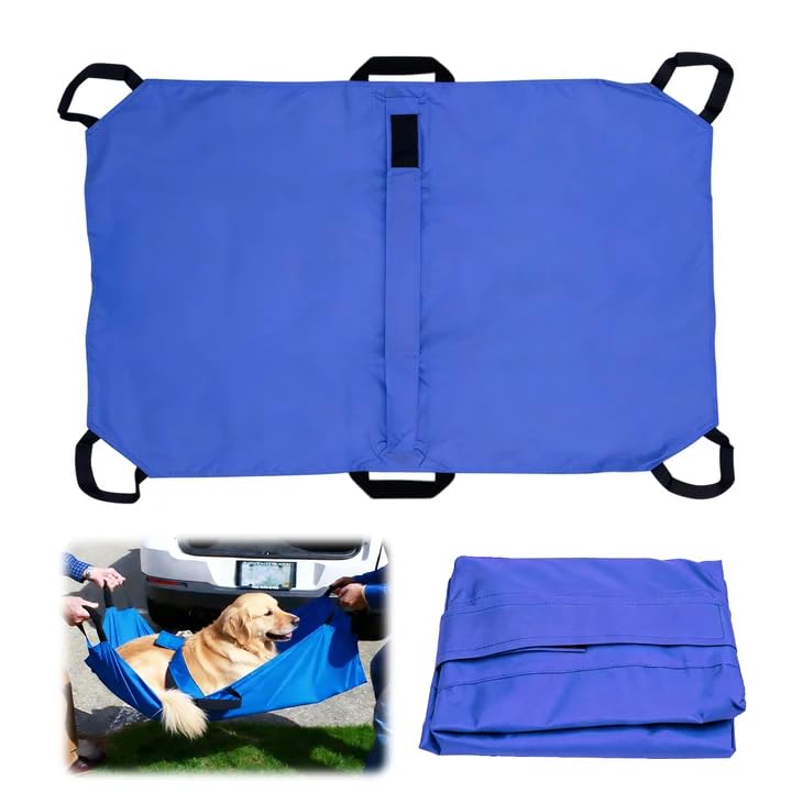 Faltbare Transport Notfalltrage: 120 x 74 cm Hunde Tragehilfe mit 6 Griff Anti-Biss-Trage bis 60kg,
