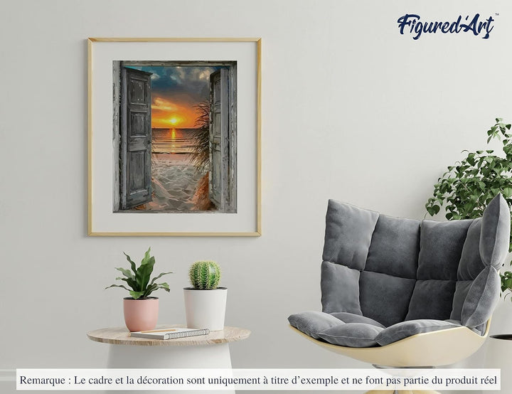 Figured'Art Malen Nach Zahlen Erwachsene Mit Rahmen Tor zum Meer - Paint by Numbers Basteln DIY Bast