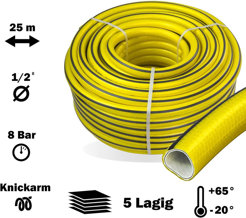 Stabilo-Sanitaer Premium Gartenschlauch Länge: 25m Durchmesser: 13mm 1/2 Zoll Wasserschlauch mit Tri