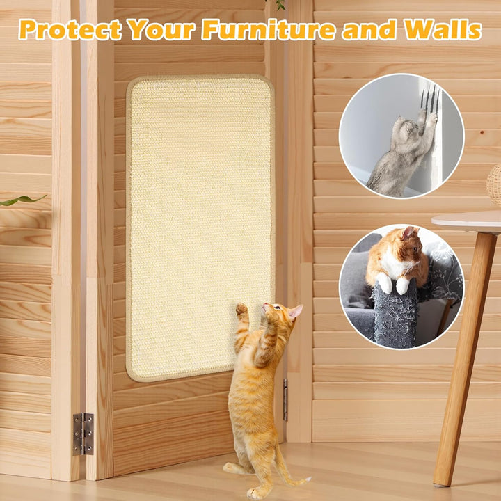 2 Stück Kratzmatte Katze, 50 x 25 cm Kratzwand für Katzen, Eckenschutz Katze, Sisal Katzen Kratzmatt