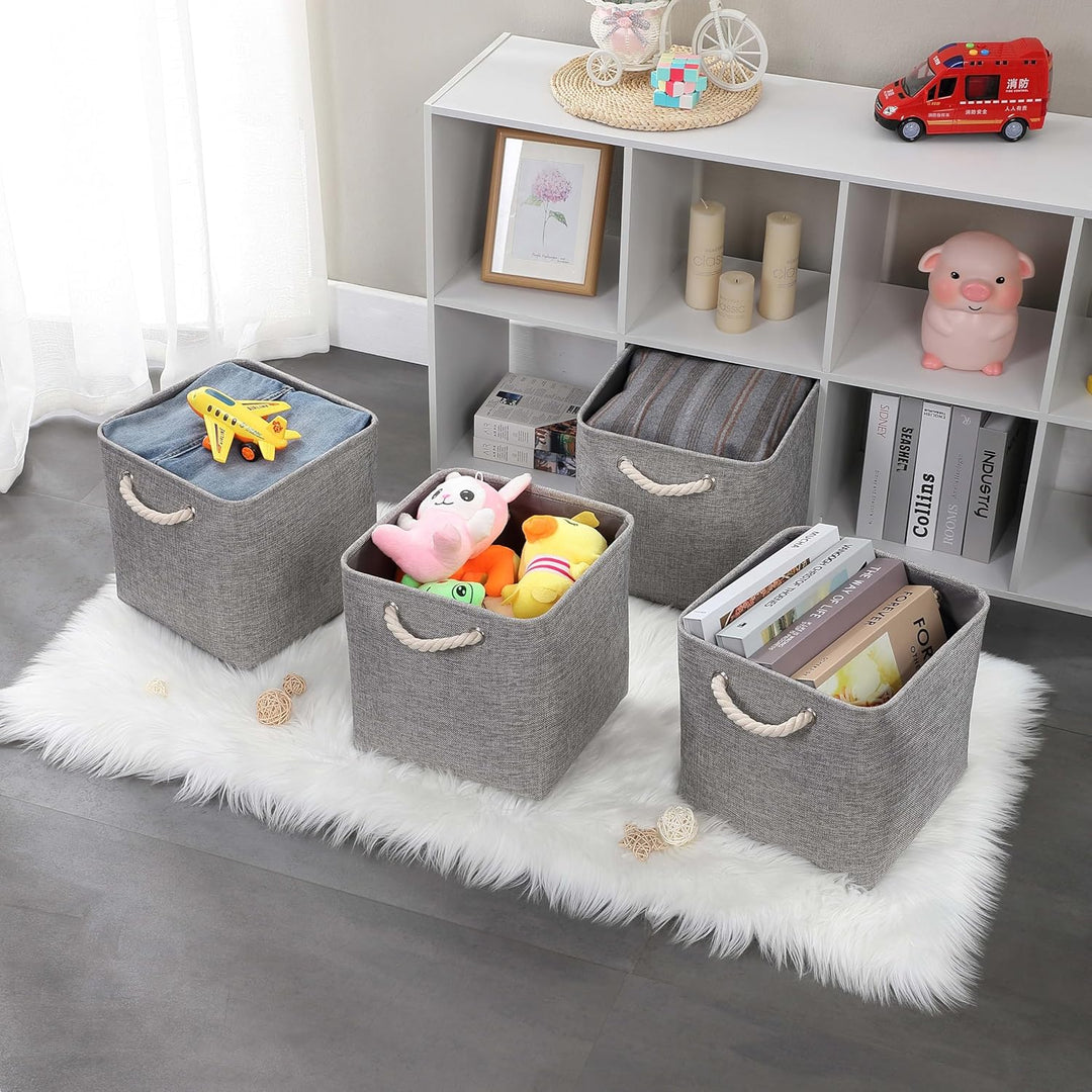 Mangata Aufbewahrungsbox Stoff 25x25x25 cm, aufbewahrungskorb Grau, Korbe Stoff in Würfel für Schran