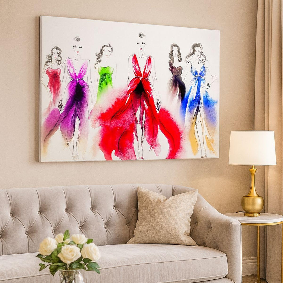 Bilder auf Leinwand 100x70cm Leinwandbild mit Rahmen Fotomodell Frau Gross Wanddeko Bild Schlafzimme