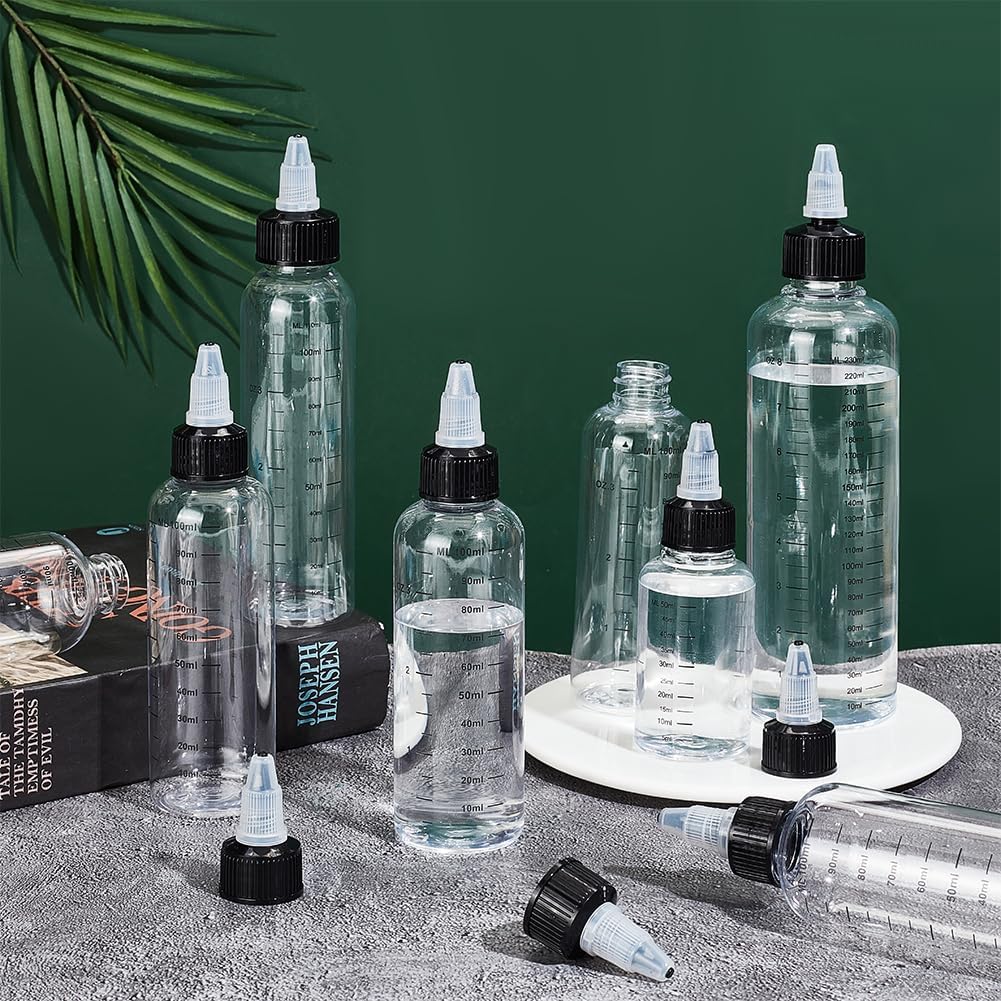 BENECREAT 10PCS 100ml Transparente Plastik Quetschflaschen Mit Schuppen Und Schwarzer Twist Kappe Gr