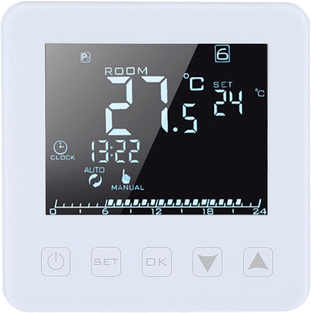 FTVOGUE Programmierbarer Thermostat, 16 A LCD-Display Digital Thermostat für elektrische Heizung Rau