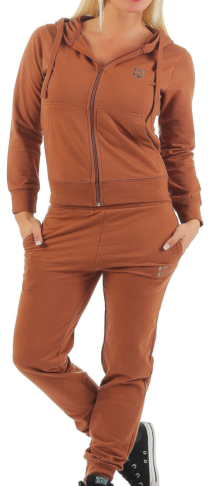 Gennadi Hoppe Damen Jogginganzug - Stilvoller Sportanzug & Trainingsanzug XL hellbraun (camel), XL h