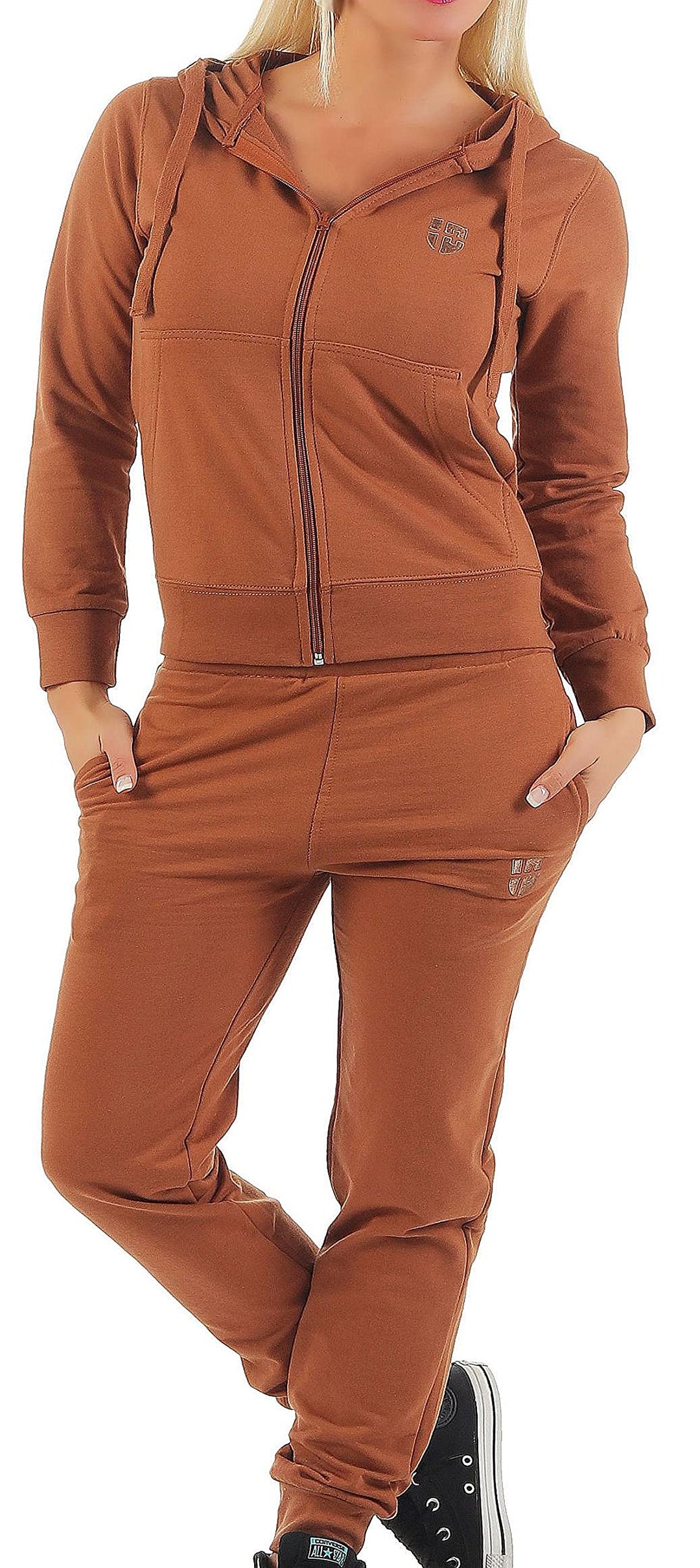 Gennadi Hoppe Damen Jogginganzug - Stilvoller Sportanzug &amp; Trainingsanzug XL hellbraun (camel), XL h