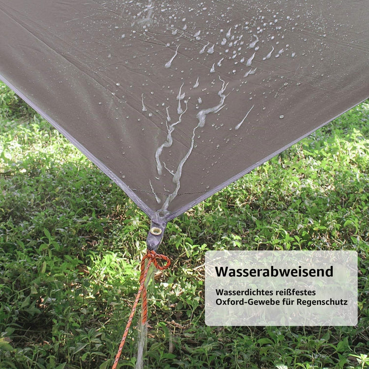 Unigear Tarp 3x3 3x4 3x5 4x4 wasserdicht, Zeltplane für Hängematte mit Ösen + 6/8 Erdnägel + 6/8 Sei
