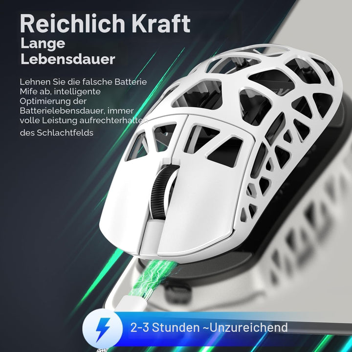 ATTACK SHARK R3 Magnesiumlegierungsmaus, kabellose 8K-Maus, 46 g SUPERLIGHT-Maus, PixArt PAW3395-Gam