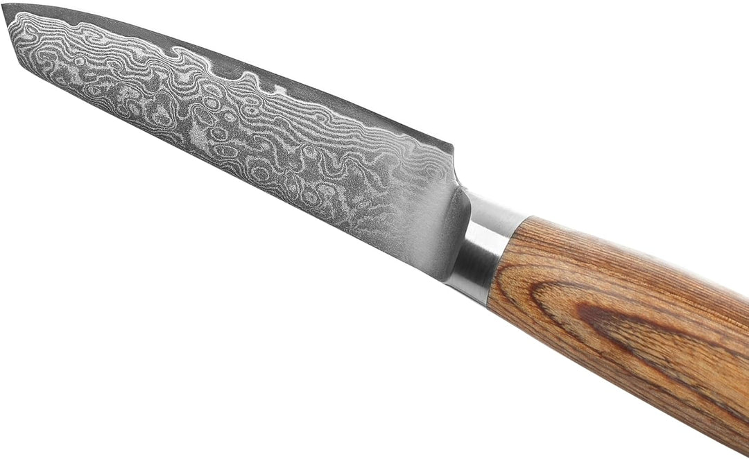 Wakoli EDIB Pro Gemüsemesser aus Damaststahl (VG10 Kern) mit 10 cm Schälmesser Klinge – scharf & erg