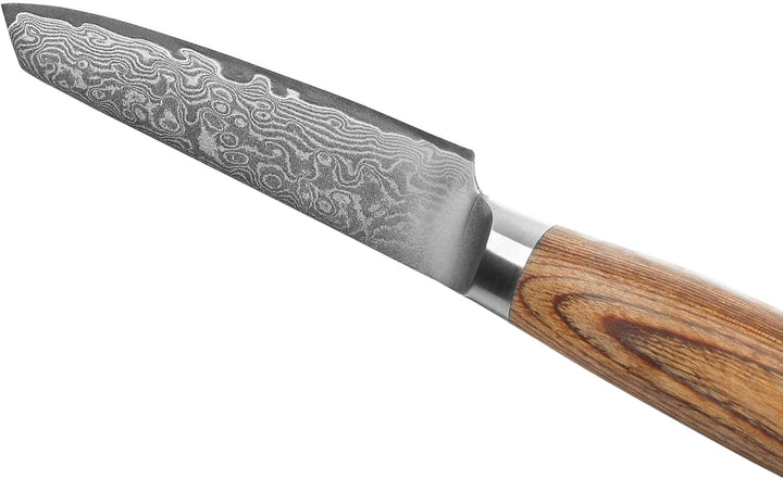 Wakoli EDIB Pro Gemüsemesser aus Damaststahl (VG10 Kern) mit 10 cm Schälmesser Klinge – scharf & erg