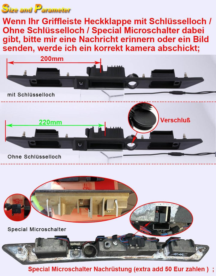 Super Pro HD Auto Nachtsicht Griff Rückfahrkamera Einparkkamera Einparkhilfe Farbkamera Rückfahrsyst