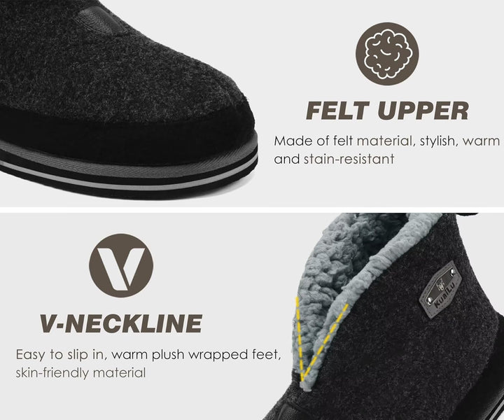 KuaiLu Hausschuhe Boots Herren Winter Filz Hausstiefel Warm Plüsch Flauschige Fell Hüttenschuhe Kusc