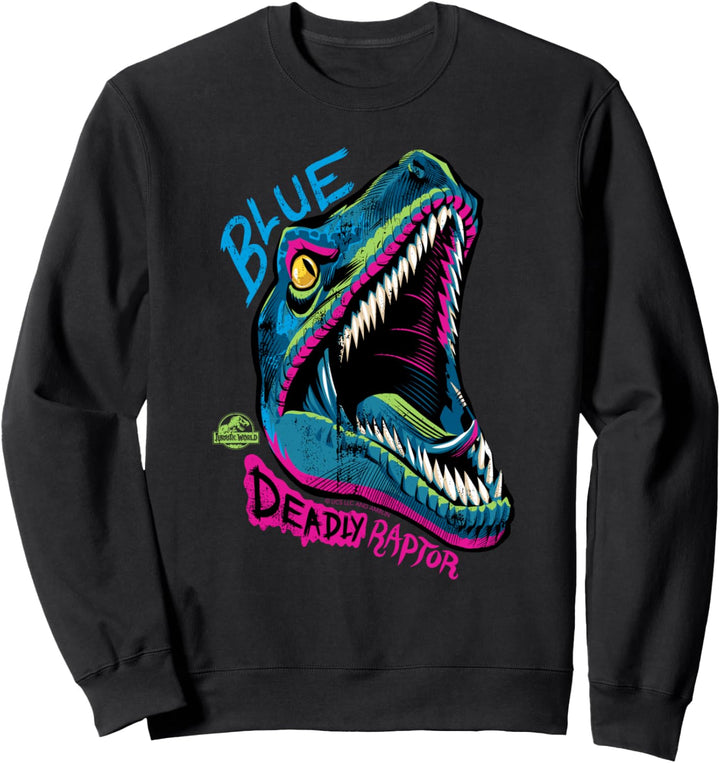 Jurassic World Neon Blue Deadly Raptor 90’s style Sweatshirt
