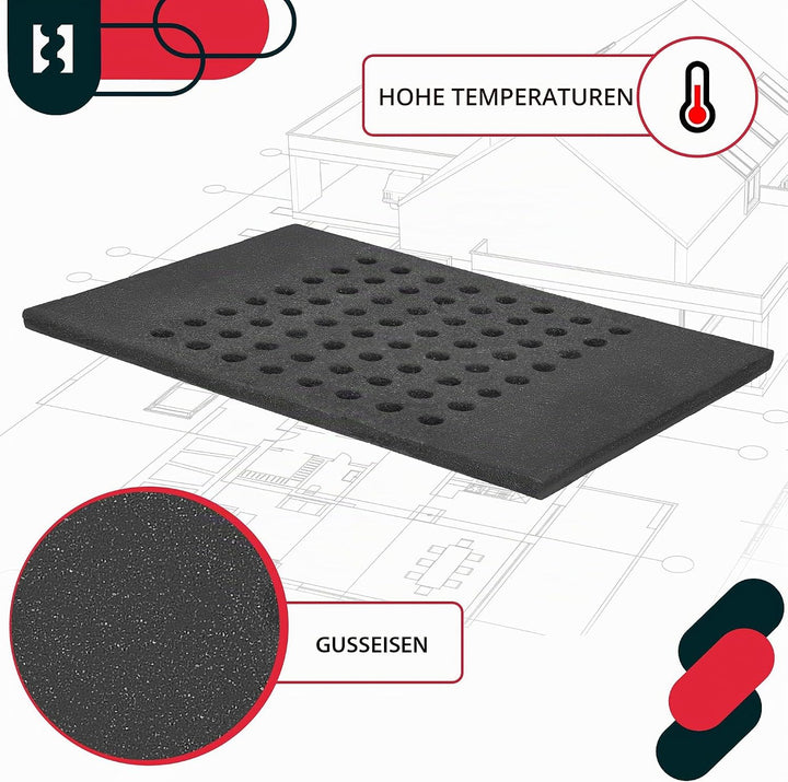 KOTARBAU® Gusseisen Kaminrost - 38 x 26 cm - Kaminofen Rost - Ascherost für Kaminöfen - Ofenrost - M