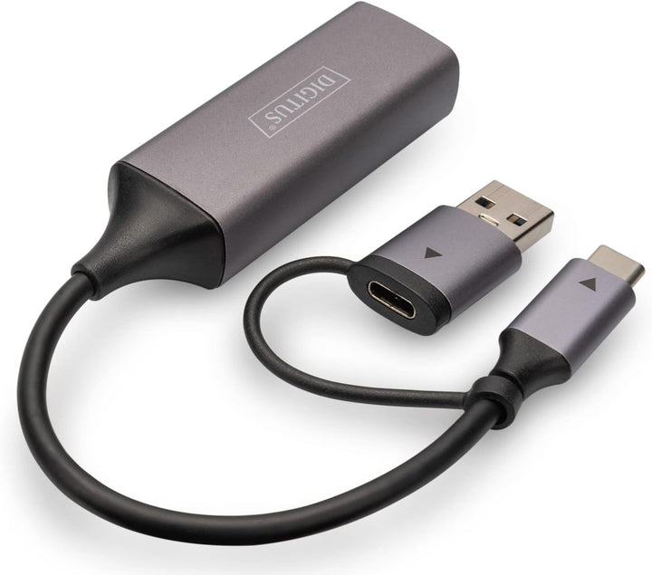 DIGITUS DN-3028 USB Type-C™ Gigabit Ethernet Adapter 2.5G, USB-C™ + USB A (USB3.1/3.0)