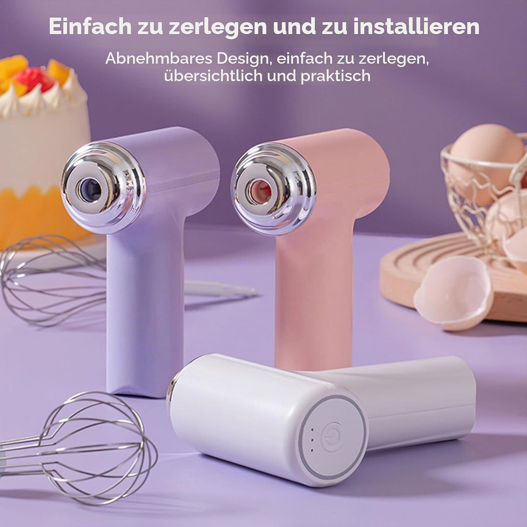 Luqeeg Elektrischer Schneebesen, Handmixer Hand-Eierbesen, Kabelloser Elektrischer Küchen-Handmixer