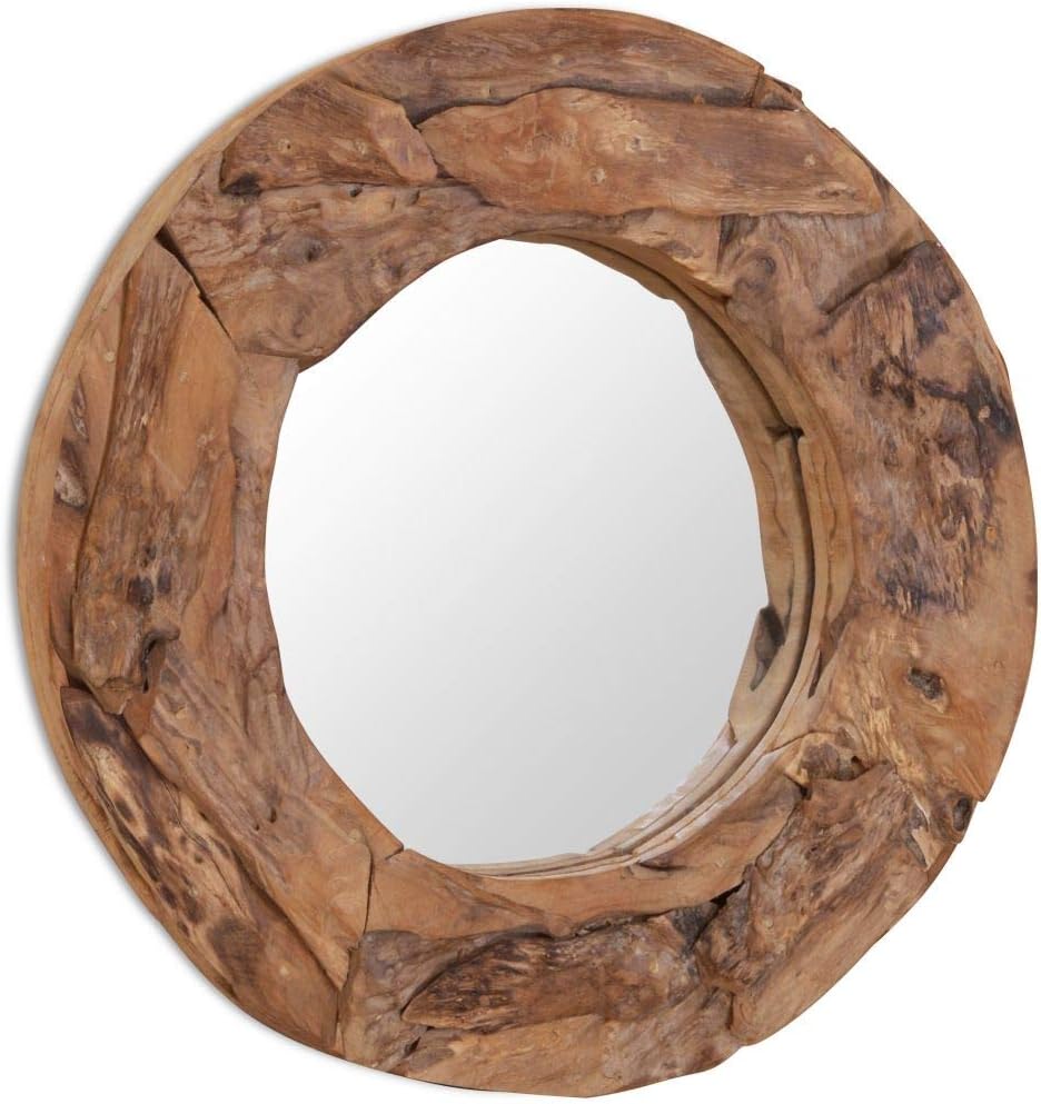 Wandspiegel Teak Spiegel Holzrahmen Wanddekoration Badspiegel mit Massivholz-Rahmen aus Teakholz Nat