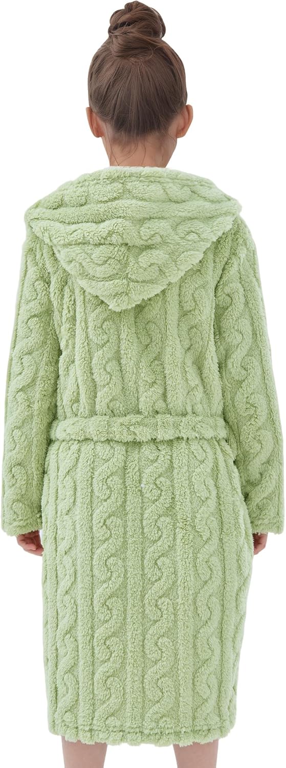 JiAmy Mädchen Bademantel Kapuzen Fleece Warmes Weiches Kinder Badekleid Fuzzy Frottee-Robe 4-14 Jahr