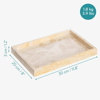 Navaris Tablett für Schmuck und Make-Up Travertin - 30 x 20 x 3 cm - Deko Tray Schminktisch - Organi