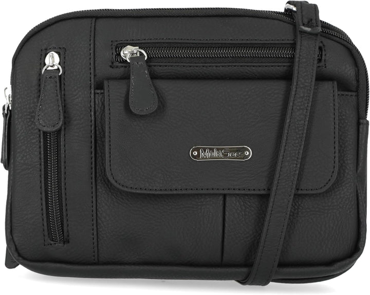 MultiSac Damen Zippy Triple Compartment Crossbody Bag Schultertasche Schwarz, Schwarz