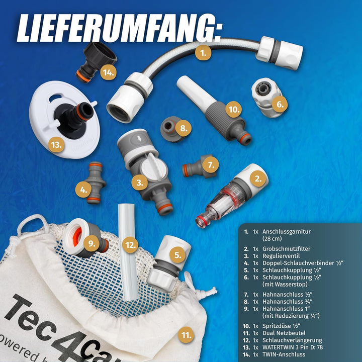 MaJoCompTec® CONNECT-30 Wohnmobil Wasser Tank Set| Caravan Einfüllstutzen Tankdeckel Zubehör (Anschl
