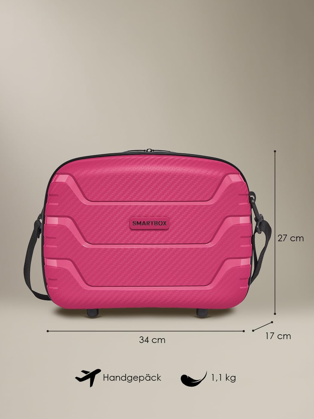 SMARTBOX Hartschalen Handgepäck Kosmetik-Koffer | Stabiles Beauty-Case mit Aufsteckfunktion | 34 x 1