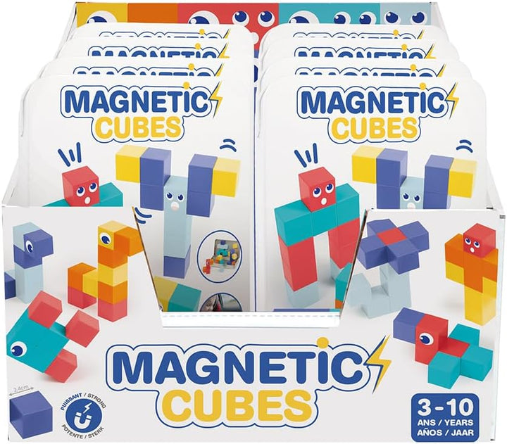 LUDI – Magnetische Würfel – Magnetisches Konstruktionsspiel für unterwegs – 28 Magnetwürfel – Metall
