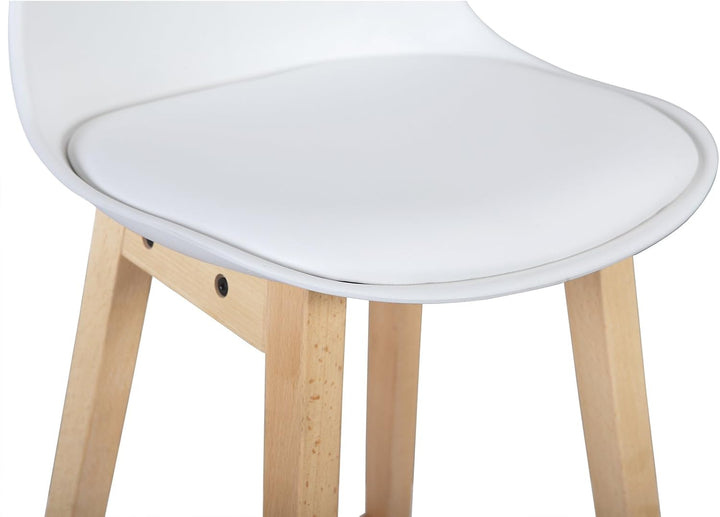 WOLTU Barhocker 2er Set, mit Lehne, aus PU Holz, Weiss | Barstuhl mit Fussstütze, Design Stuhl, Küch