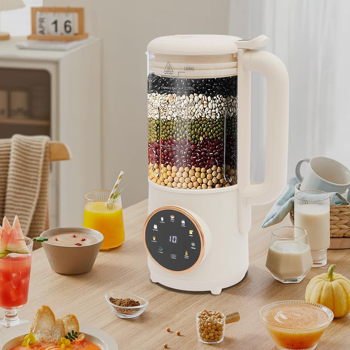 600-W-Vollautomatischer Sojamilchbereiter, 1,4-l-Nussmilchbereiter, Touchscreen-Entsafter mit LED-An