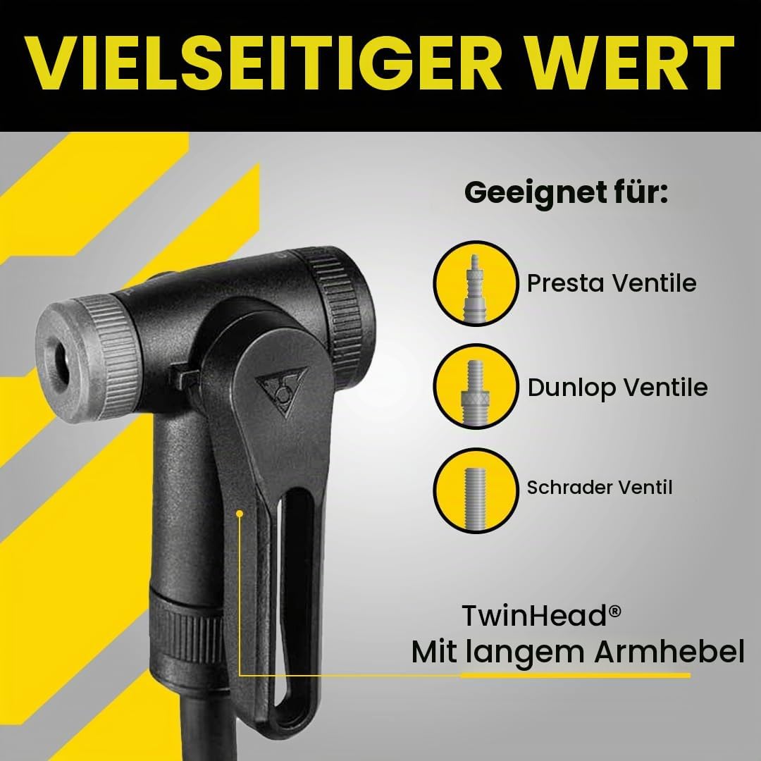 Joe Blow Sport III Hochdruck-Bodenpumpe, frustfreie Verpackung, gelb, 73,9 x 24,9 x 18,5 cm - 1