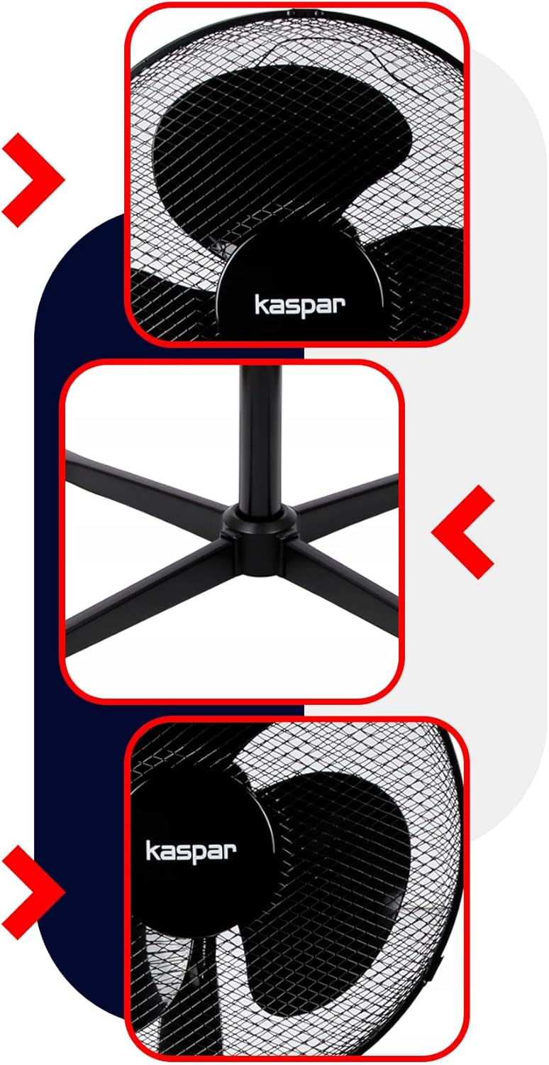 Kaspar Ventilator Standventilator mit 3 Windgeschwindigkeiten Oszillationsfunktion Schwenkfunktion 4