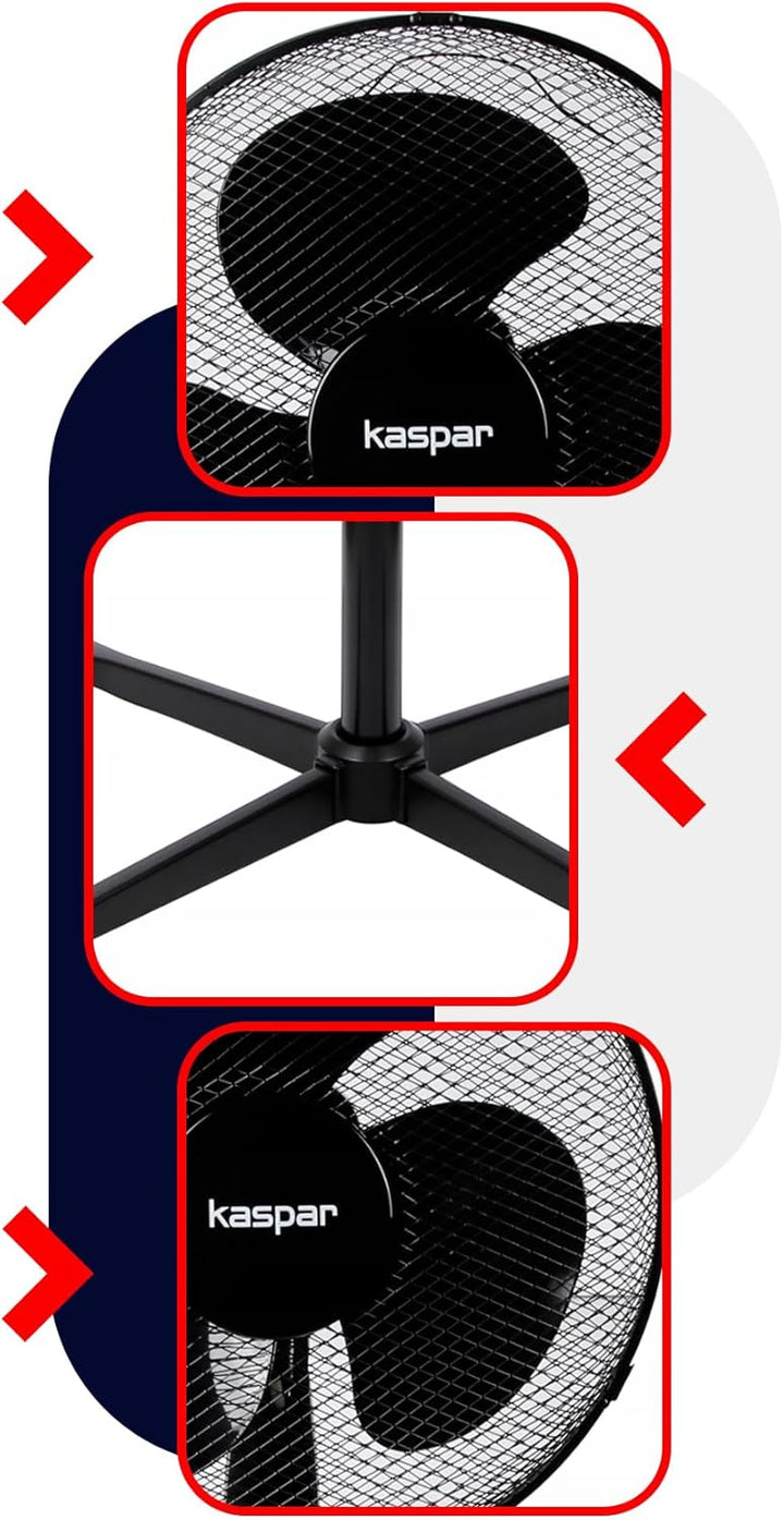 Kaspar Ventilator Standventilator mit 3 Windgeschwindigkeiten Oszillationsfunktion Schwenkfunktion 4