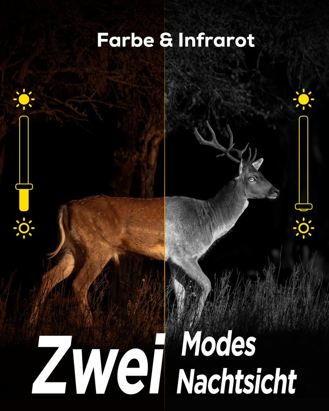 iZEEKER Wildkamera WLAN Duales Objektiv 4K 30fps 60MP, Wildtierkamera mit Sternenlicht Nachtsicht Be