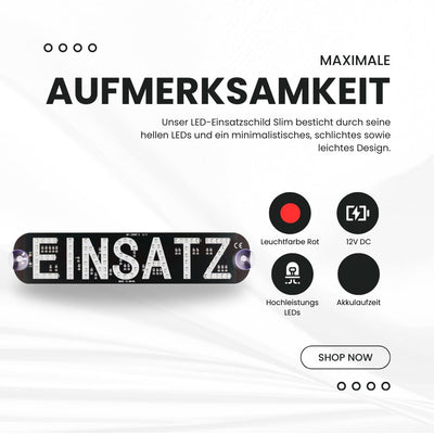 LED Frontwarnsystem SLIM (NOTFALL) | Einsatzschild | Dachaufsetzer-Ersatz | LED Einsatzschild mit Sa