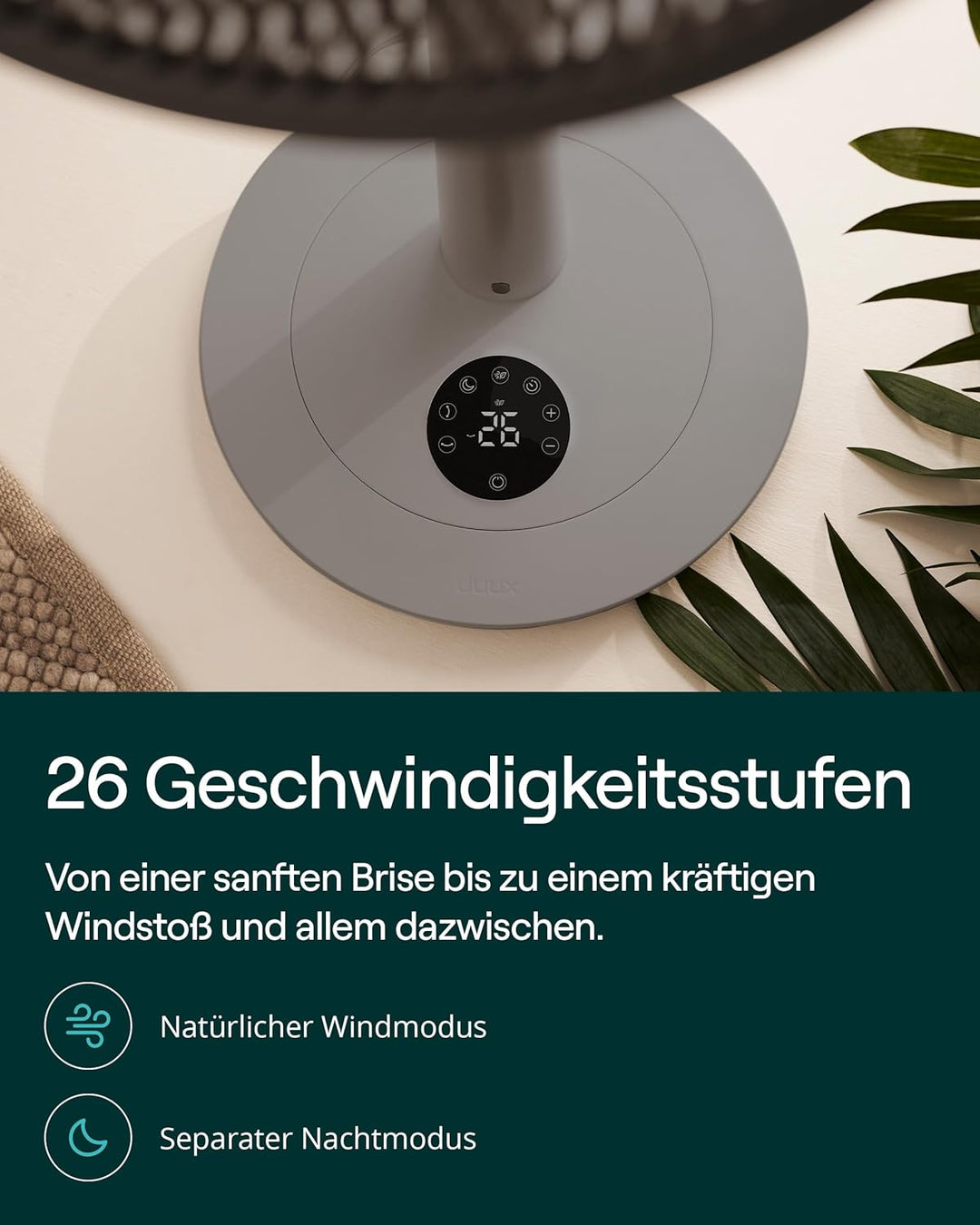 Duux Whisper 3 Standventilator – Energiesparender Ventilator mit 26 Geschwindigkeiten, Timer & Nacht