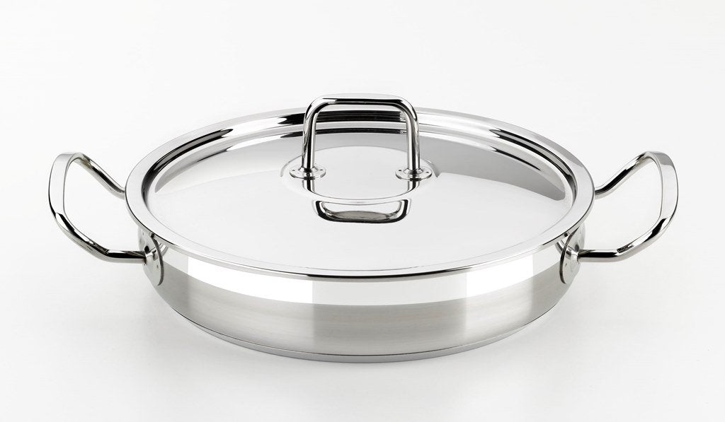 BRA Profesional | Drehspiess mit Deckel, Edelstahl 18/10 | 30 Cm, Für alle Herdarten einschliesslich
