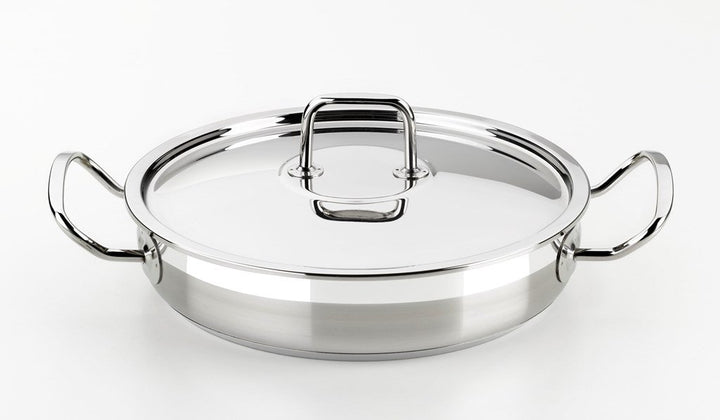 BRA Profesional | Drehspiess mit Deckel, Edelstahl 18/10 | 30 Cm, Für alle Herdarten einschliesslich